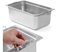 HENDI Bac GN 1/1 avec Poignées, en Acier Inoxydable, Résistant de -40° à 300°C, adapté aux Fours, Congélateurs, Bains-Marie et Chafing Dishes, 28 L, 530x325x(H)200mm