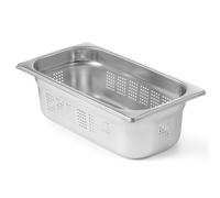 HENDI Bac Gastronorme, GN 1/3, avec côtés et fond perforés, récipient GN, empilable, bords lisses, résistant à la température de -40° à 300°C, 4L, hauteur: 100mm, inox 18/10