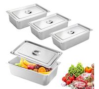 Bac Inox Alimentaire avec Couvercle,3 Pièces Bac Gastronorme,Plat Inox Barbecue,Plat Rectangulaire pour Mariner Viande,Escalopes,Empilable Set à Panure,Récipient pour Cuisine (GN1/3-32.5x17.5x6.5cm)