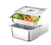Bac Inox Alimentaire, Bac Gastronorme De Taille 1/2, Récipients En Acier Inoxydable Avec Couvercle Et Perforations, 32.5*26,5*10 Cm Récipient-Gastronorme En Inox Pour Laver Et Conserver Les Aliments