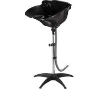 Bac Lave-Tête Portable Noir avec Pied Réglable 94-130 cm - Lave-Tête Coiffure à Domicile et Salon, Appui-Cou Confort, Cuve PP, Tuyau d’Évacuation 120 cm (Noir)