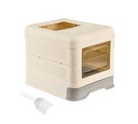 bac litiere Bac à litière for Chat entièrement fermé avec Couvercle et tiroir, bac à litière Pliable avec entrée Avant et Sortie supérieure, Anti-éclaboussures pour Chat(Grey)