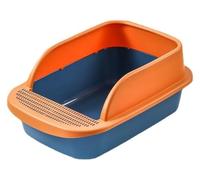 bac litiere Bac à litière Ouvert for Chat, avec bac à litière Amovible for Chat, côté Semi-fermé, Anti-éclaboussures, Facile à Nettoyer pour Chat(Oranje,M)