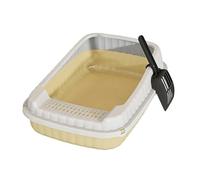 bac litiere Bac à litière Semi-fermé for Chat, avec cuillère, Plateau à litière Amovible et Ouvert for Animaux de Compagnie, Toilettes for Chaton, Facile à Nettoyer pour Chat(Beige)