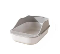 bac litiere Grand bac à litière Amovible for Chat, bac à litière Ouvert avec Toilettes for Chaton Anti-éclaboussures à côté Haut, Facile à Nettoyer pour Chat(Grey)