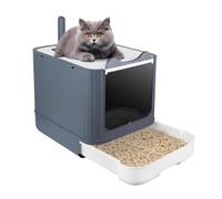 Bac Litiere pour Chat,Grand pour Les Chats et Les Lapins Bac Litiere Chat, Bac ā Litičre en Acier Inoxydable,Litičre Automatique Autonettoyant-44,5 * 36,5 * 34,5 cm-Blanc
