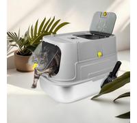 Bac Litiere pour Chat,Grand pour Les Chats et Les Lapins Bac Litiere Chat, Bac à Litière en Acier Inoxydable,Litière Automatique Autonettoyant-60 x 40 x 43 cm Acier Inoxydable (Gris) (B)