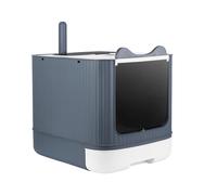 Bac Litiere pour Chat,Grand pour Les Chats et Les Lapins Bac Litiere Chat, Bac à Litière en Acier Inoxydable,Litière Automatique Autonettoyant-44,5 * 36,5 * 34,5 cm-Blanc