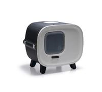 bac litiere pour Chat - Mira de Luxe Anthracite - Aspect Cuir - Filtre Haute Performance - Panneau Avant ouvrant - 55,5 x 44 x 49,5 cm