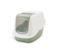 bac litiere pour Chat - Nestor Botanical Green - Maison Toilette - façade Rabattable - Porte battante - Filtre Charbon - 56 x 39 x 38,5 cm