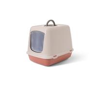 bac litiere pour Chat - Oscar Tuscan Red - bac avec Capot - Porte battante - poignée - Filtre Charbon - 50 x 37 x 39 cm
