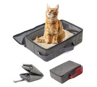 Bac Litiere pour Chat Portable et Pliable avec Couvercle, Maisons de Toilette pour Chats 40 x 30 cm avec Tamis et Zip, Litiere de Voyage pour Chat en Tissu Oxford, Le Camping, Facile à Nettoyer
