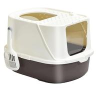 Bac Litiere pour Chat Résistant Bac À Litière Anti-éclaboussures pour Chat, Grand Espace, Entrée Supérieure, avec Couvercle Et Pelle pour Fermée Maison de Toilette(Bruin)