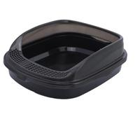 Bac Litiere pour Chat Résistant Bac À Litière pour Chat pour Animaux De Compagnie Dessus Ouvert, Grand avec Côté Haut, pour Chaton pour Chats Taille Moyenne Maison de Toilette(Black)