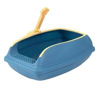 Bac Litiere pour Chat Résistant Bac À Litière pour Chat pour Petit, Sable Semi-fermé, Robuste, Facile Nettoyer Maison de Toilette(Blue,23x38x15 cm)