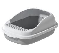 Bac Litiere pour Chat Résistant Toilettes Anti-éclaboussures pour Chat, Bassin À Litière pour, Boîte Semi-fermée avec Pelle pour Animaux De Compagnie Maison de Toilette(Grey)
