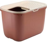 bac litiere pour Chat - Savic Hop in Tuscany - Rose/Terracotta - entrée par Le Haut - Design Moderne - Anti-éclaboussures - parois Hautes - 58,5x39x39,5 cm