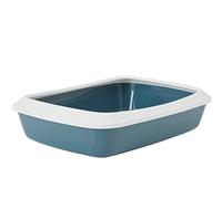 bac litiere pour Chat - Savic Iriz - Bleu - 50 cm - avec Rebord - Ouvert - Facile à Entretenir - 50x37x14 cm