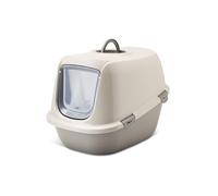 Savic bac litiere pour Chat Leo Happy Planet - Moka Granit Gris - Grand modèle avec Capot - matériau recyclé - Porte Transparente - Filtre à Charbon - 50x39x41 cm