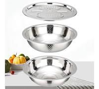Bac multifonction en acier inoxydable, bols pour couper et égoutter les fruits en acier inoxydable | Trancheuse pour citrouilles, oignons, carottes, pommes de terre, concombres, radis