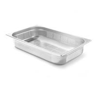 Hendi Bac Gastronorme GN 1/1 côtés et fond perforés empilable inox 14 L H 100 mm -40° à 300°C