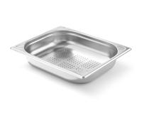 Hendi Bac gastronorme GN 1/2, fond perforé, empilable, bords lisses, inox 4L, 65 mm, -40° à 300°C