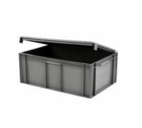 Bac plein 600 x 400 x 246 mm 45 L + couvercle solidaire - gris