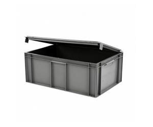 Bac plein 600 x 400 x 246 mm 45 L + couvercle solidaire - gris