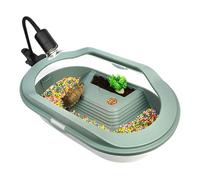 Bac pour tortues d'eau - Terrarium pour reptiles | Couvercle de visualisation avec partie de terre et tamis de fond pour crabes ermites, geckos, crabes et crabes terrestres