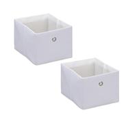 Relaxdays Boîtes de Rangement, Petites caisses en Tissu, Lot de 2, HxLxP : 16 x 20,5 x 25 cm, bacs Pliables, Blanc