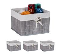 Relaxdays Bac de Rangement, lot Pratique de 4, Doublure, poignée, H x L x P : 20 x 31 x 31 cm, Gris et Blanc