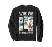 BAC Réussi 2026 Baccalauréat Vintage Timbres Vacances Femme Sweatshirt