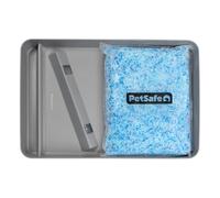 Bac réutilisable Officiel PetSafe ScoopFree en Acier Inoxydable - Comprend 2 kg de litière pour Chat en Cristal Non agglomérante de qualité supérieure, Parfum Frais