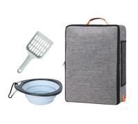 Bac sanitaire de voyage pour chats - Litière de voyage pliable imperméable avec couvercle et poignée faciles à transporter, pour voyages en voiture, avion, hôtel