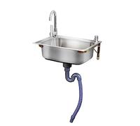 Bac simple Évier Inox Avec Robinet,Mural Éviers de Cuisine D'évier de Restaurant Commercial Évier Cuisine Avec Support,Pour Restaurants, Salle de Bain,Facile à Nettoyer (53x38cm)