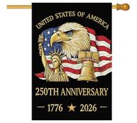 Baccessor Drapeau de jardin américain 250e anniversaire 71 x 101,6 cm double face, 250 ans d'Amérique patriotique résistant aux intempéries, bannière verticale avec motif statue de la Liberté