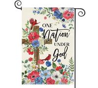 Baccessor Drapeau de jardin patriotique de 31,8 x 45,7 cm, double face en toile de jute du 4 juillet, jour commémoratif, croix florale, petit drapeau de cour pour porche, terrasse, vacances