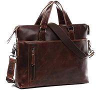 BACCINI Sac bandoulière Ordinateur Leandro | Compartiment 15" Laptop Cuir véritable | Sac Porte-Document en bandoulière Grand Homme Marron | Sac Messager école Etudiante Travail Fait à la Main
