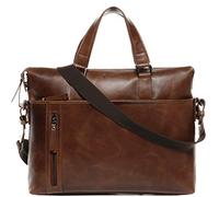 BACCINI Sac bandoulière Ordinateur Leandro | Compartiment 15" Laptop Cuir véritable | Sacoche Porte-Document en bandoulière Grand Homme Marron | Sac Messager école Etudiante Travail Fait à la Main