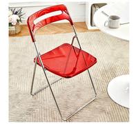 bacedifo Chaise Pliante en Plastique Acrylique Tubes à Paroi Épaisse Tabouret Pliant avec Dossier Poignées Patins Antidérapants Hauteur D'assise 45 Cm Structure Métallique Capacité de Charge 150 Kg