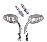 Baceyong 1 paire de rétroviseurs latéraux en aluminium avec clignotant LED ambre Compatible avec Harley les models, rétroviseurs en verre HD noir pour moto