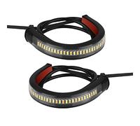Baceyong 2pcs 12V LED Moto Streamer Ambre LED Fourche Avant Clignotant Bande Lumineuse Barre Compatible avec Harley-Davidson, Feux Directionnels Imperméables Clignotants Moto LEDs Feux Diurnes