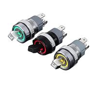 Baceyong 3pcs 12V - 24V Interrupteur à bascule, interrupteur à bascule universel rond en métal de 16 mm avec lumière LED rouge/vert/bleu, étanche pour voiture, bateau, camion marin