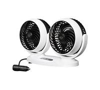 Baceyong Blanc 6 pouces Secouable Tête Voiture Double Tête Ventilateur LED Affichage Numérique Double Contrôle 12V24V Universel pour berline/SUV/RV/bateau/camion