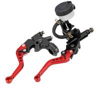 Baceyong - Ensemble de leviers de maître-cylindre de frein hydraulique pour moto, Compatible avec la plupart des motos de 250 à 500 cm³ avec frein et embrayage de 22 mm, rouge