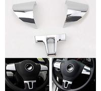 Baceyong Kit de couverture de volant chromé ABS Compatible avec VW Golf 6 Polo Bora 2011 2012 H3