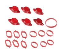 Baceyong Lot de 19 bouchons de clapet tourbillon diesel avec 13 Joints de collecteur d'admission 6x Manchons à rabat rotatif Vortex Compatible avec BMW M57 M57N/M57TU E46 E39 E90/E91/E92 (33 mm Rouge)