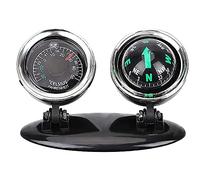 Baceyong Thermomètre de voiture 2 en 1 - Boussole - Guide de navigation/direction - Noir - Support de véhicule réglable - Boussole de tableau de bord - Avec adhésif pour bateau, voiture, camion