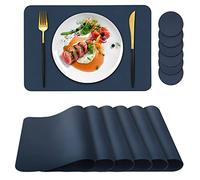 Bacgnyer Lot de 6 Sets de Table avec Dessous de Verre - Résistants à la Chaleur, aux Taches, aux Rayures, antidérapants, imperméables, résistants à l'huile - Lavables - pour extérieur et intérieur
