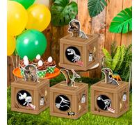 BACH AND BOOZY 12 pièces boîtes d activités jeu anniversaire dinosaure parc de dinosaures décorations table sacs cadeaux pour accessoires fête dino marron